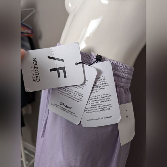 Selected Femme Satin Lilac midi skirt Slfaronia XS New - Picture 3 of 7